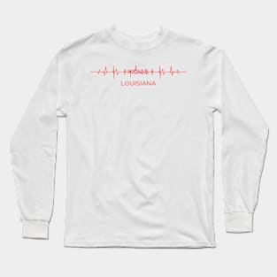 I Love Opelousas Louisiana USA Heartbeat Funny T-Shirt For Men Women Custom Long Sleeve T-Shirt